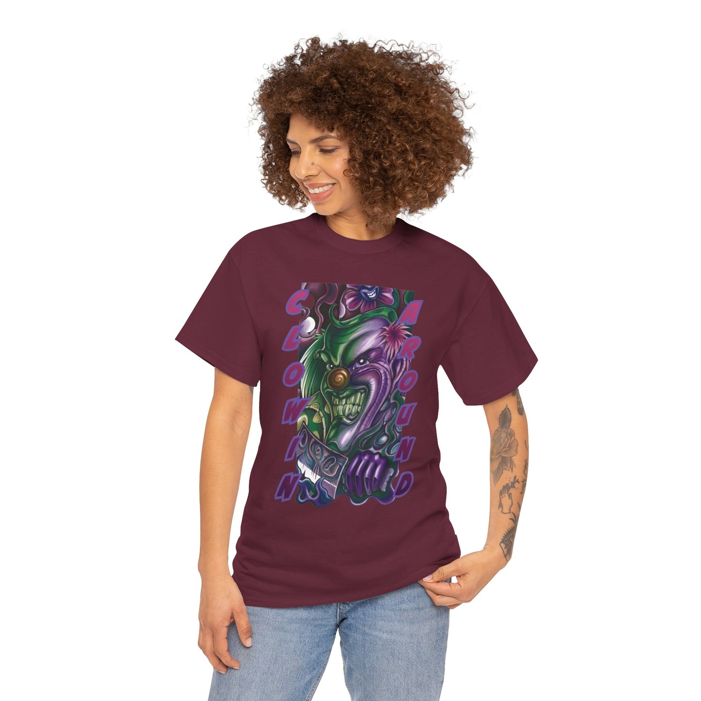 Clownin' Around Graphic Tee — Neon Clown Vintage Comic Streetwear T-Shirt