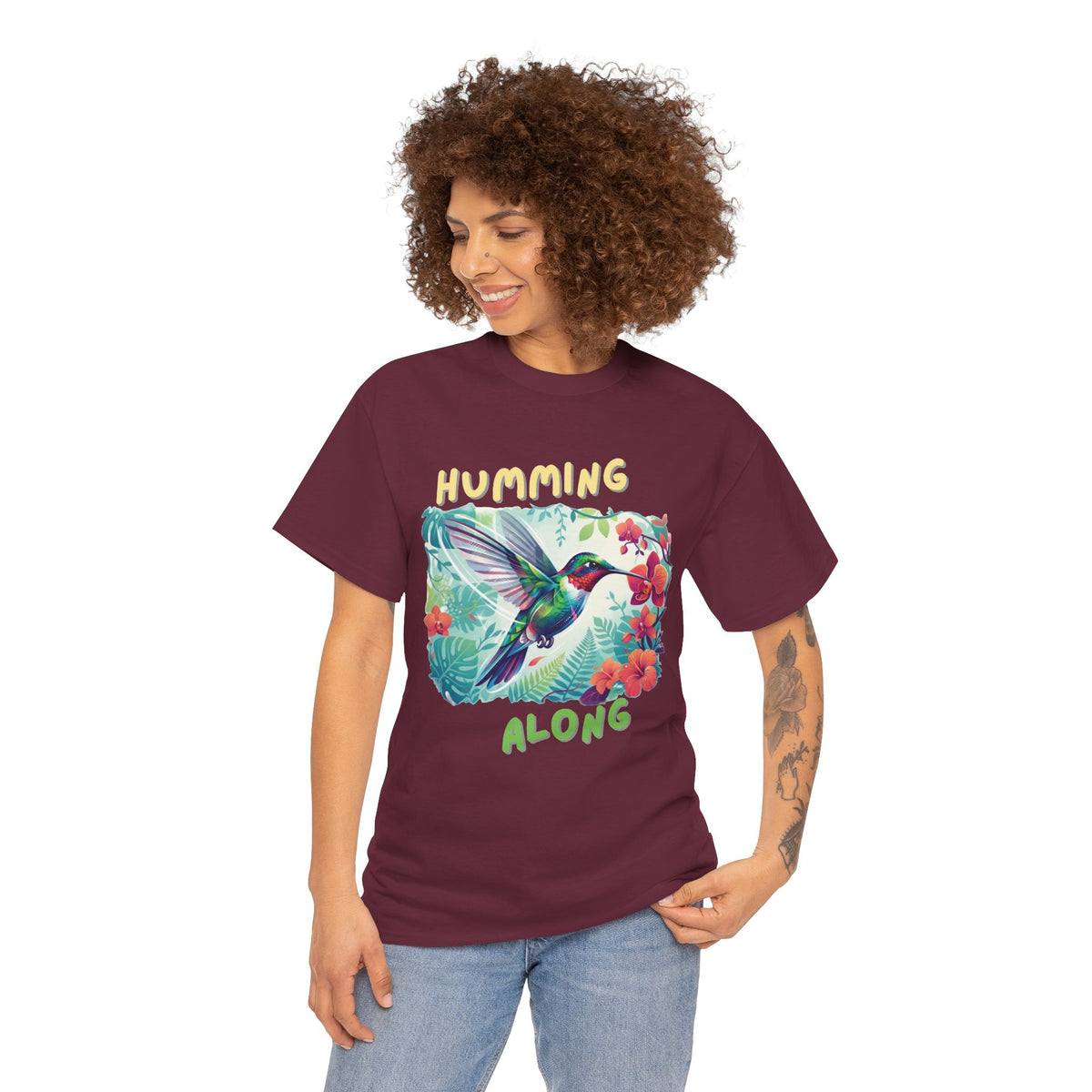 Graphic T-Shirt | Humming Along Hummingbird | Tropical Floral Streetwear