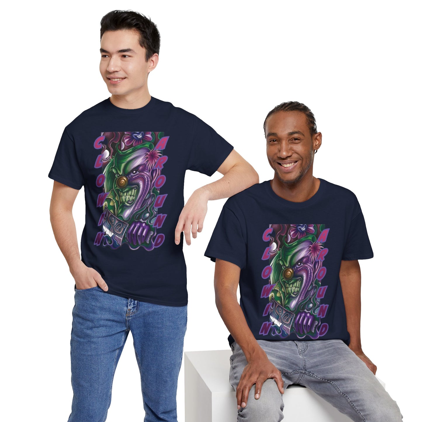 Clownin' Around Graphic Tee — Neon Clown Vintage Comic Streetwear T-Shirt