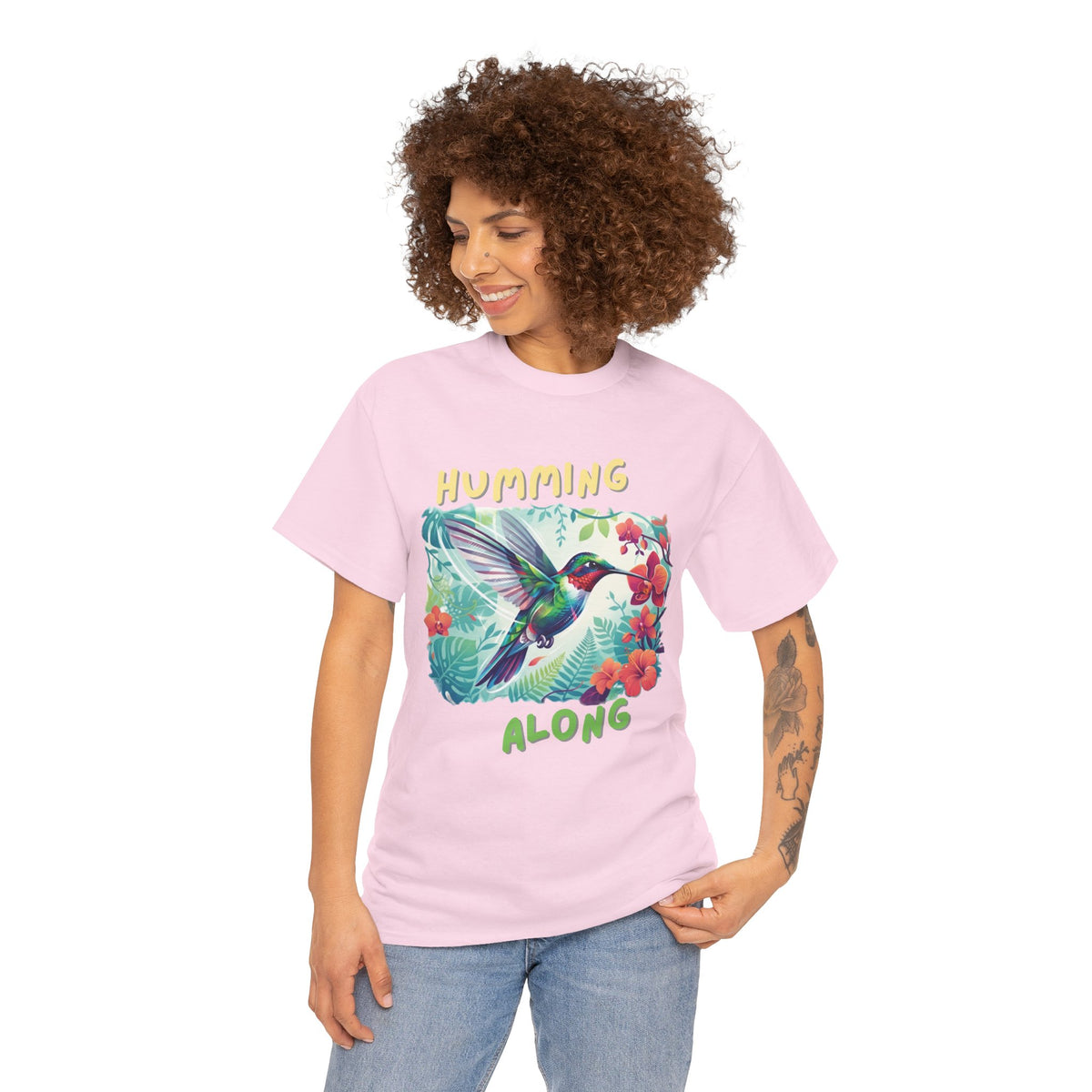 Graphic T-Shirt | Humming Along Hummingbird | Tropical Floral Streetwear