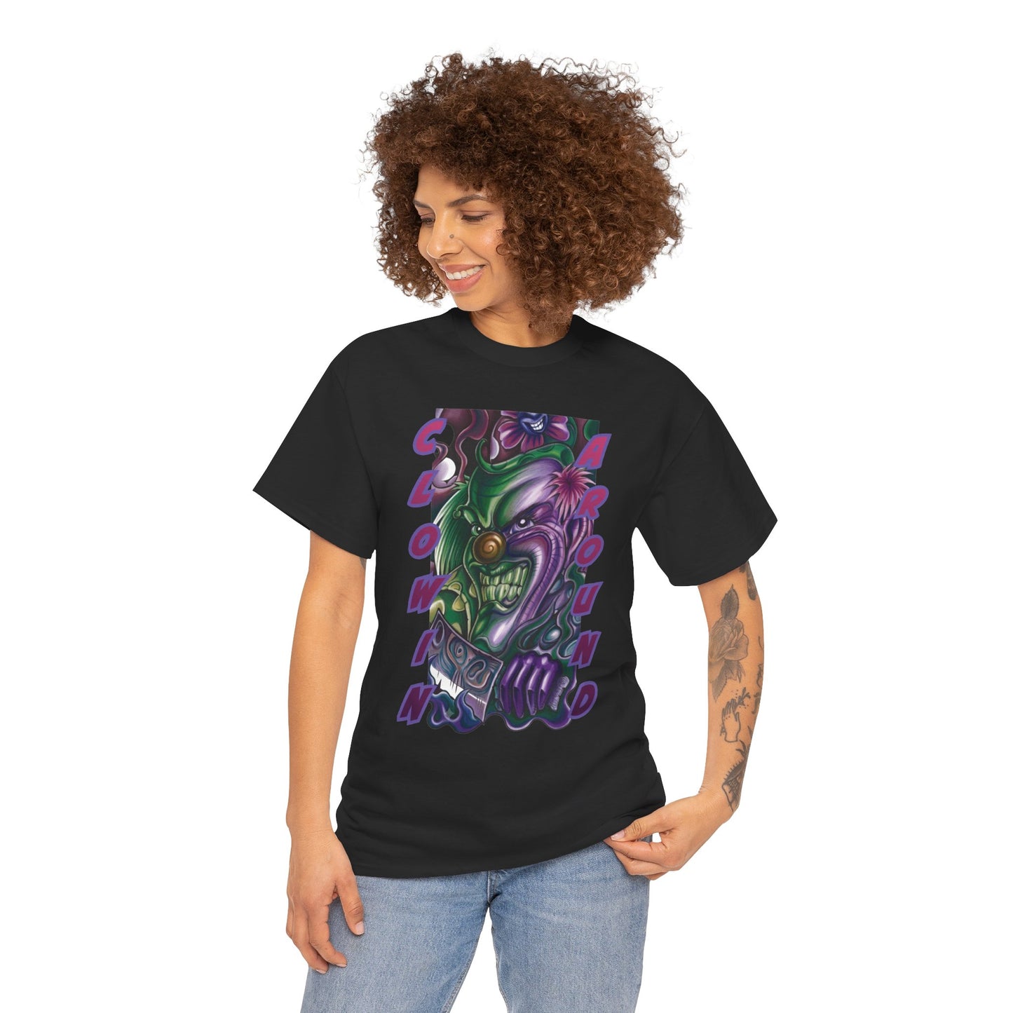 Clownin' Around Graphic Tee — Neon Clown Vintage Comic Streetwear T-Shirt