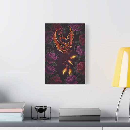 Phoenix & Rose Canvas Wall Art | Dark Fantasy Matte Print | RAS Designs