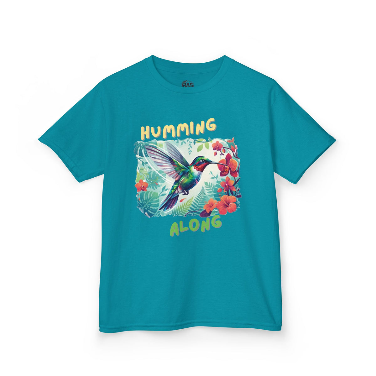 Kids Graphic Tee | Humming Along Hummingbird | Tropical Floral Bird Shirt