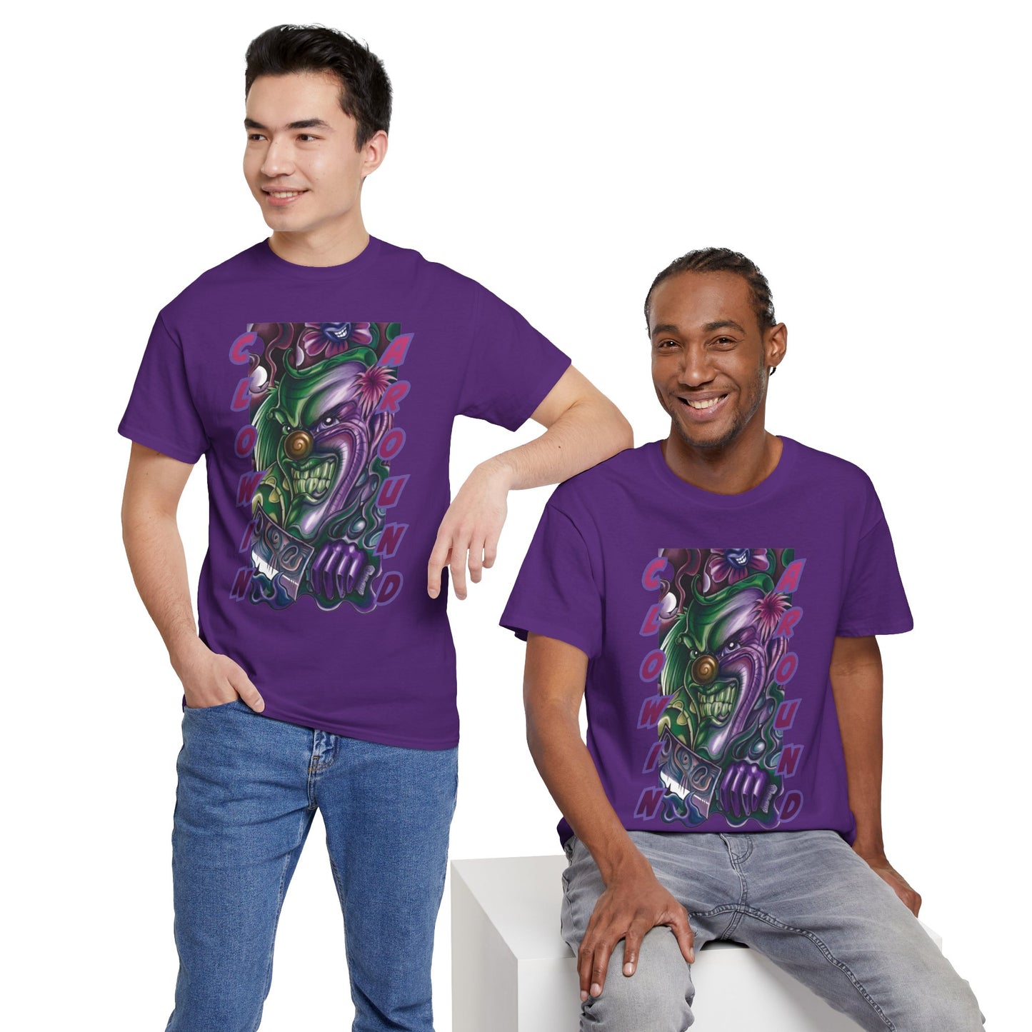 Clownin' Around Graphic Tee — Neon Clown Vintage Comic Streetwear T-Shirt