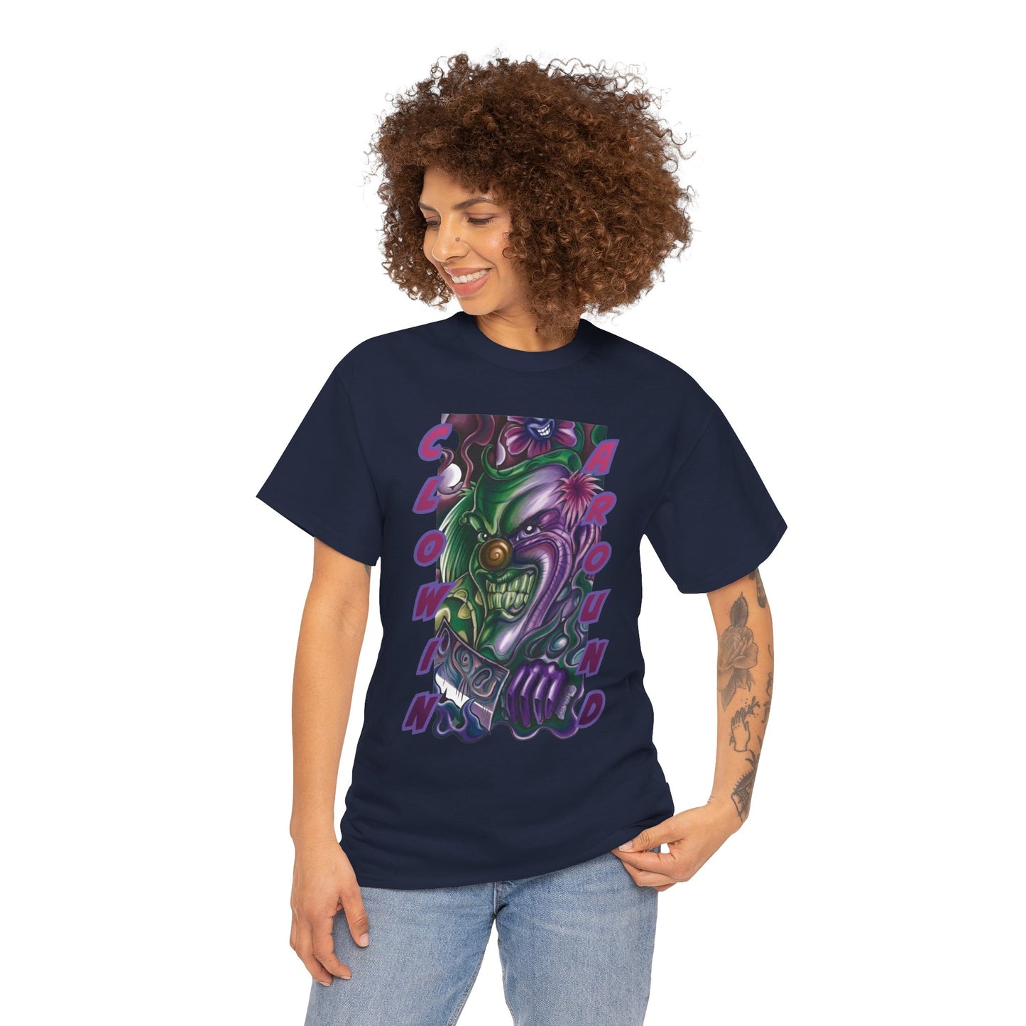 Clownin' Around Graphic Tee — Neon Clown Vintage Comic Streetwear T-Shirt