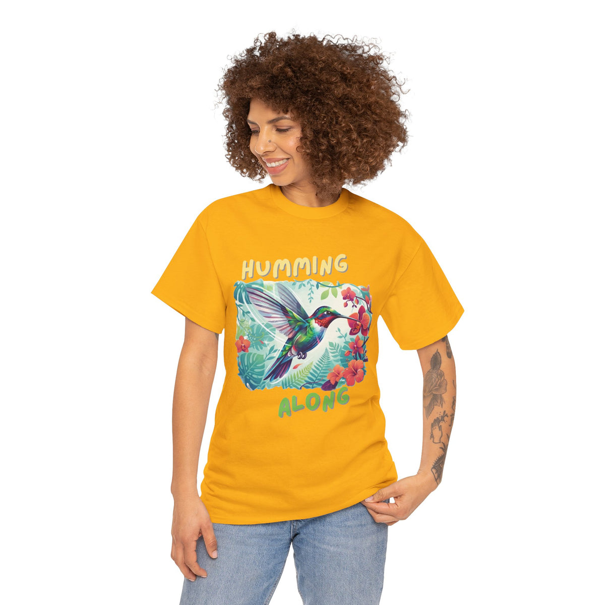 Graphic T-Shirt | Humming Along Hummingbird | Tropical Floral Streetwear