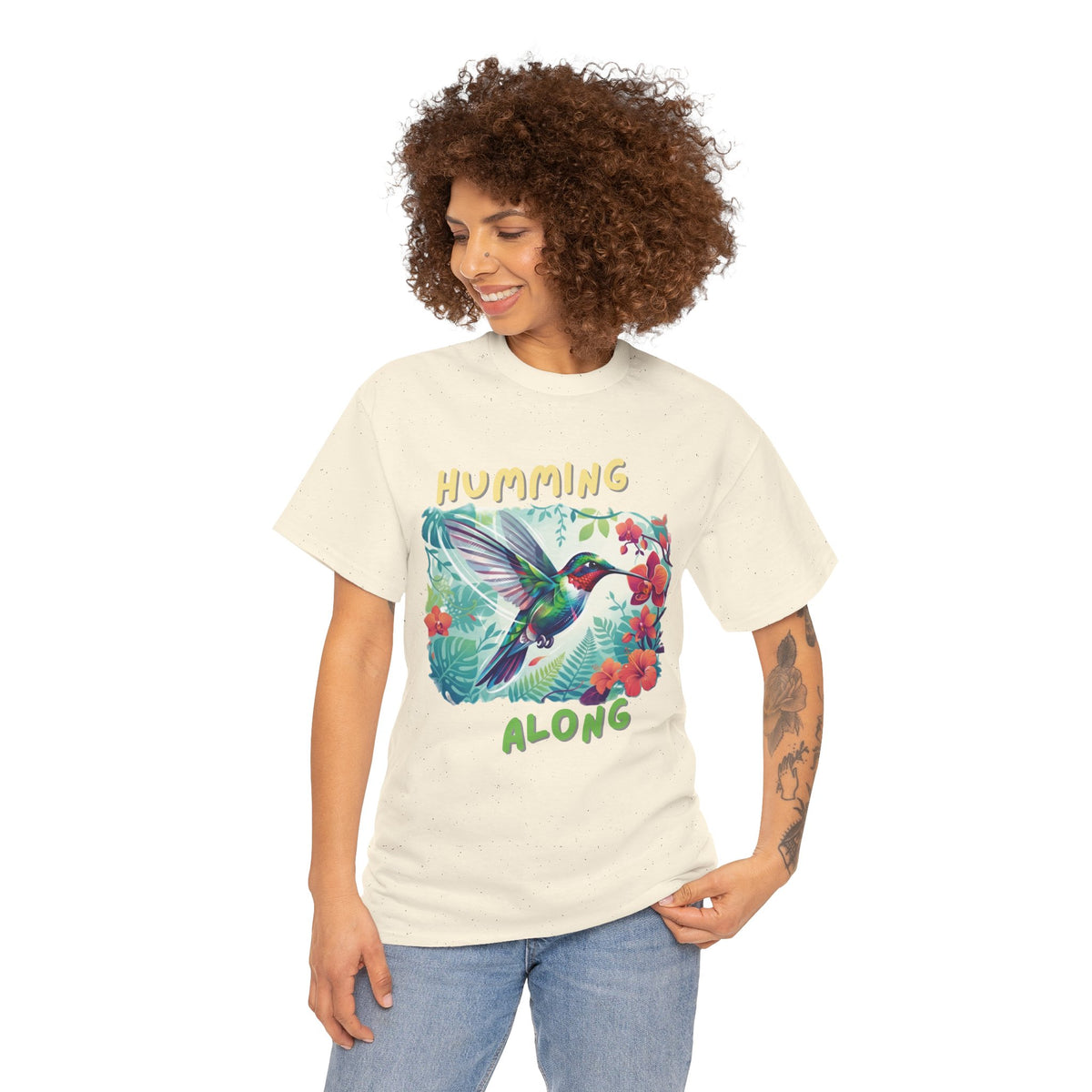 Graphic T-Shirt | Humming Along Hummingbird | Tropical Floral Streetwear