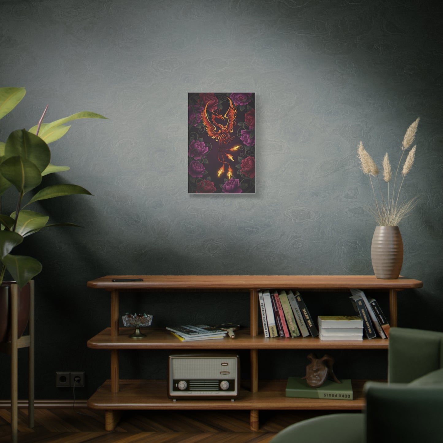 Phoenix & Rose Canvas Wall Art | Dark Fantasy Matte Print | RAS Designs