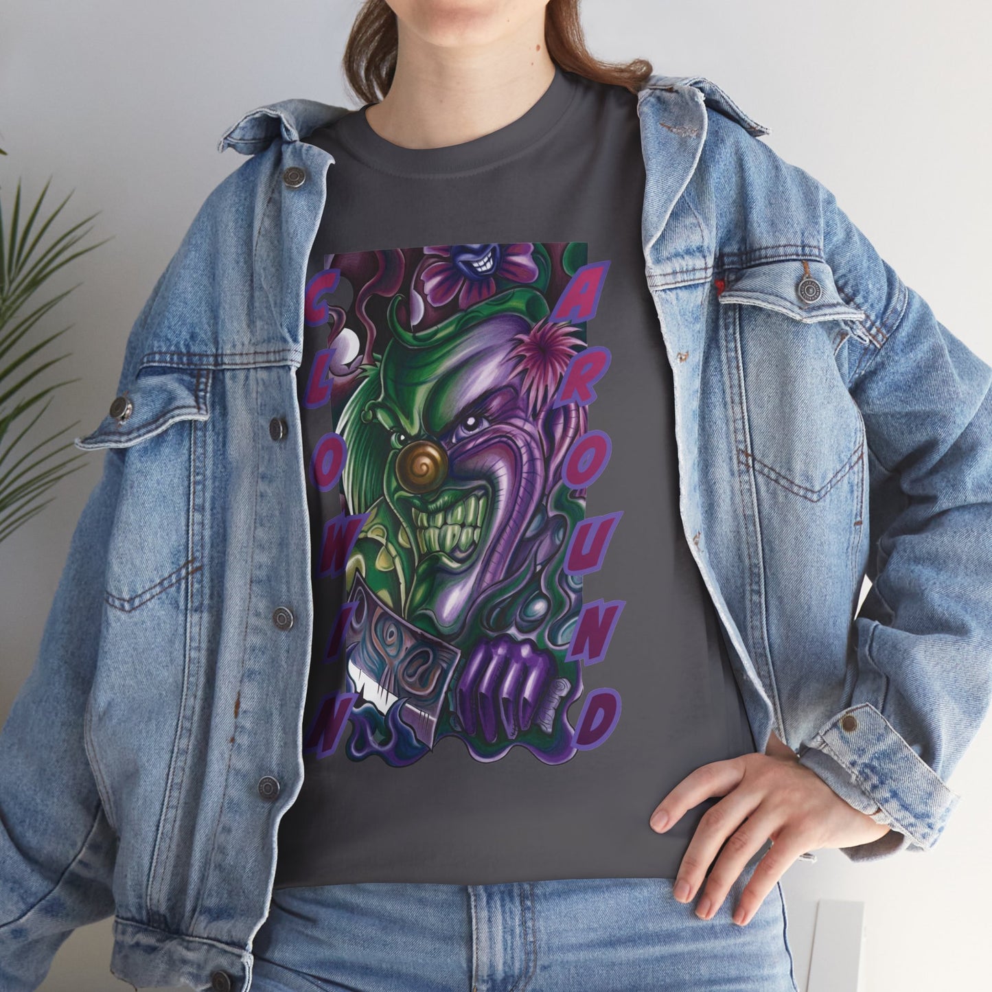 Clownin' Around Graphic Tee — Neon Clown Vintage Comic Streetwear T-Shirt