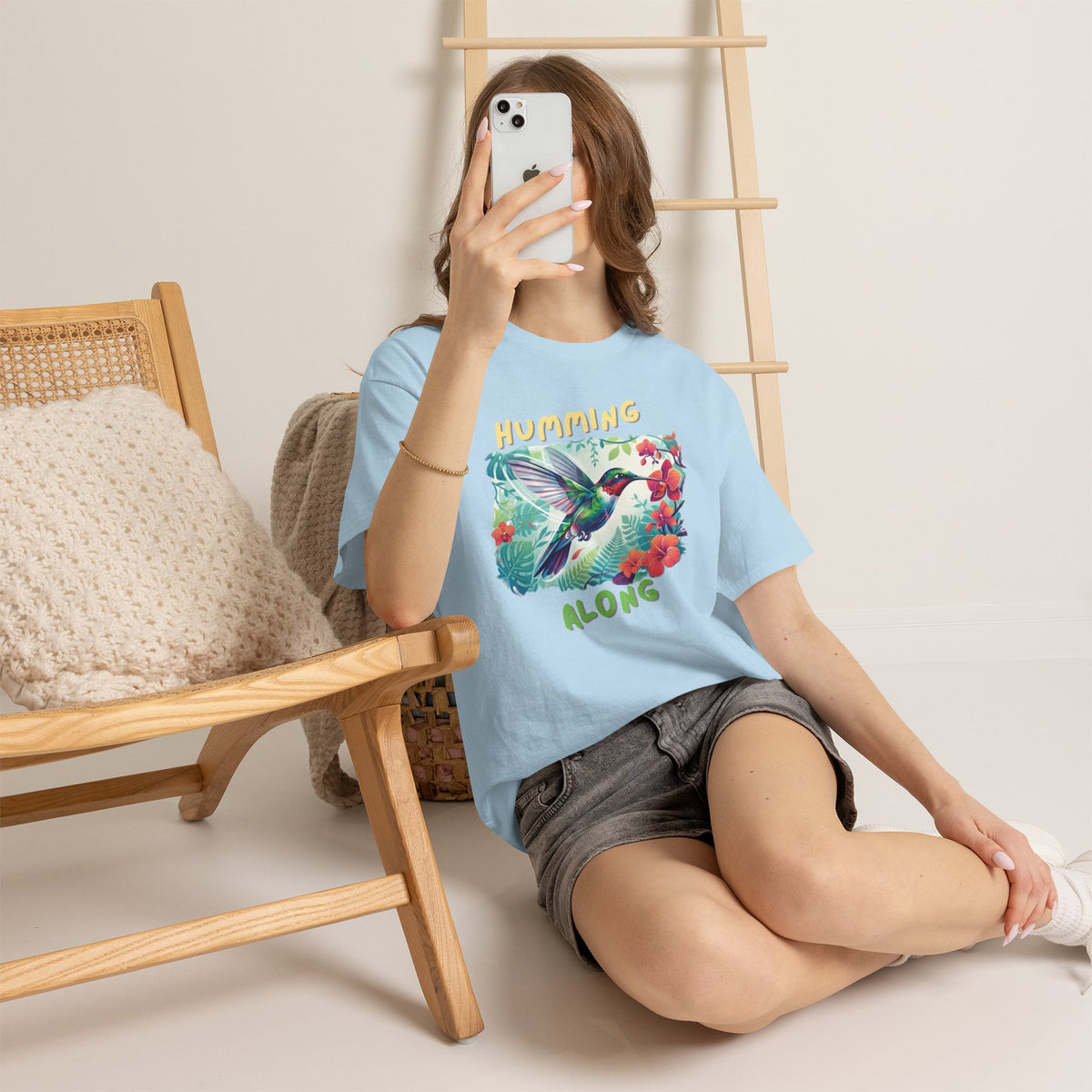 Graphic T-Shirt | Humming Along Hummingbird | Tropical Floral Streetwear