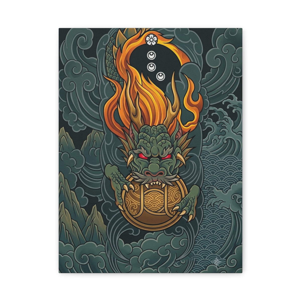 Canvas Wall Art | Dragon Guardian | Mythic Asian Dragon Matte Print