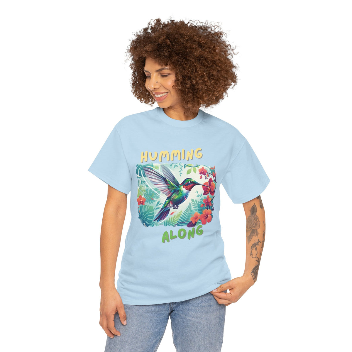 Graphic T-Shirt | Humming Along Hummingbird | Tropical Floral Streetwear