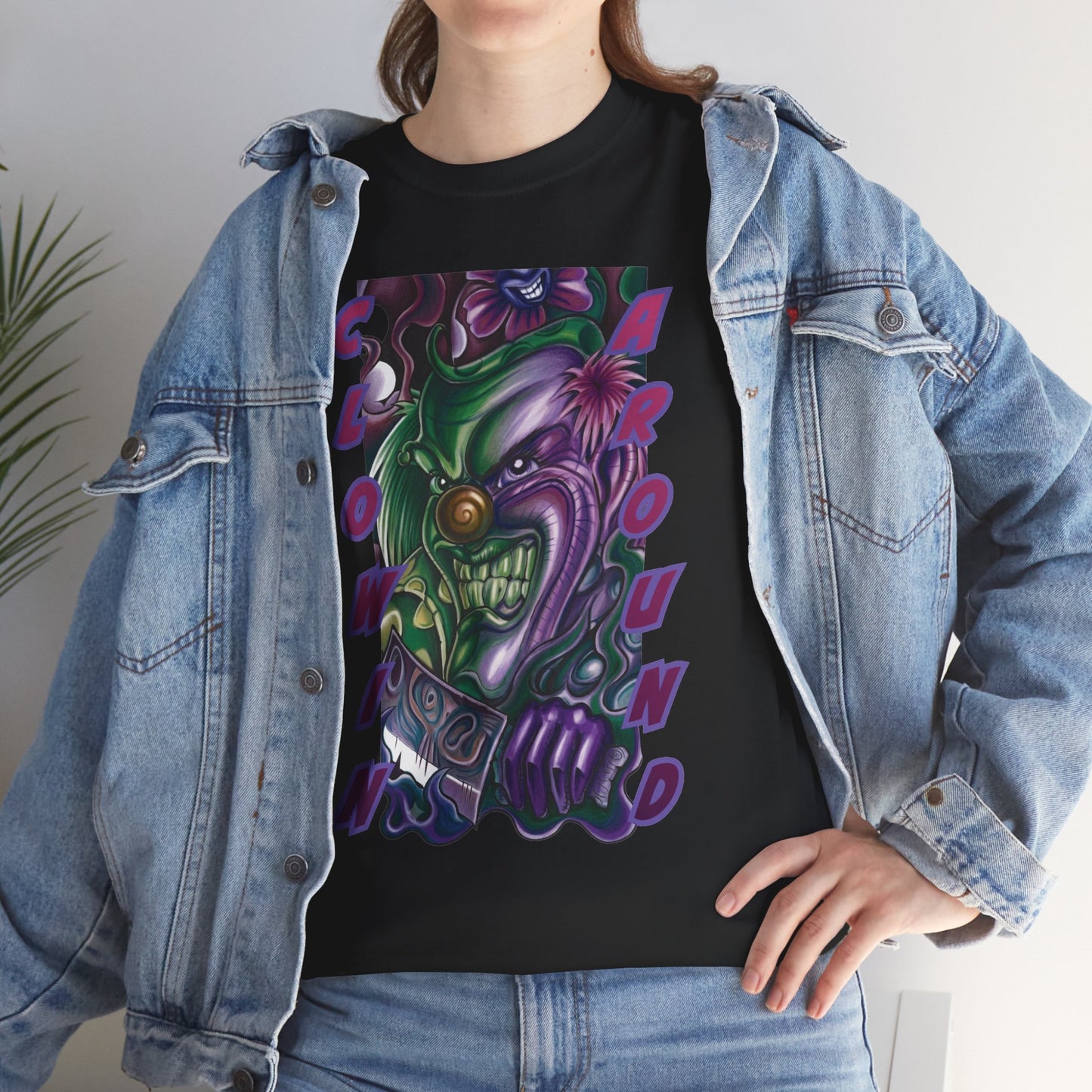 Clownin' Around Graphic Tee — Neon Clown Vintage Comic Streetwear T-Shirt