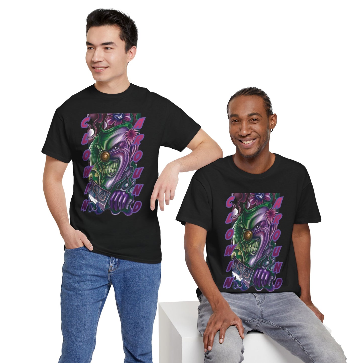 Clownin' Around Graphic Tee — Neon Clown Vintage Comic Streetwear T-Shirt