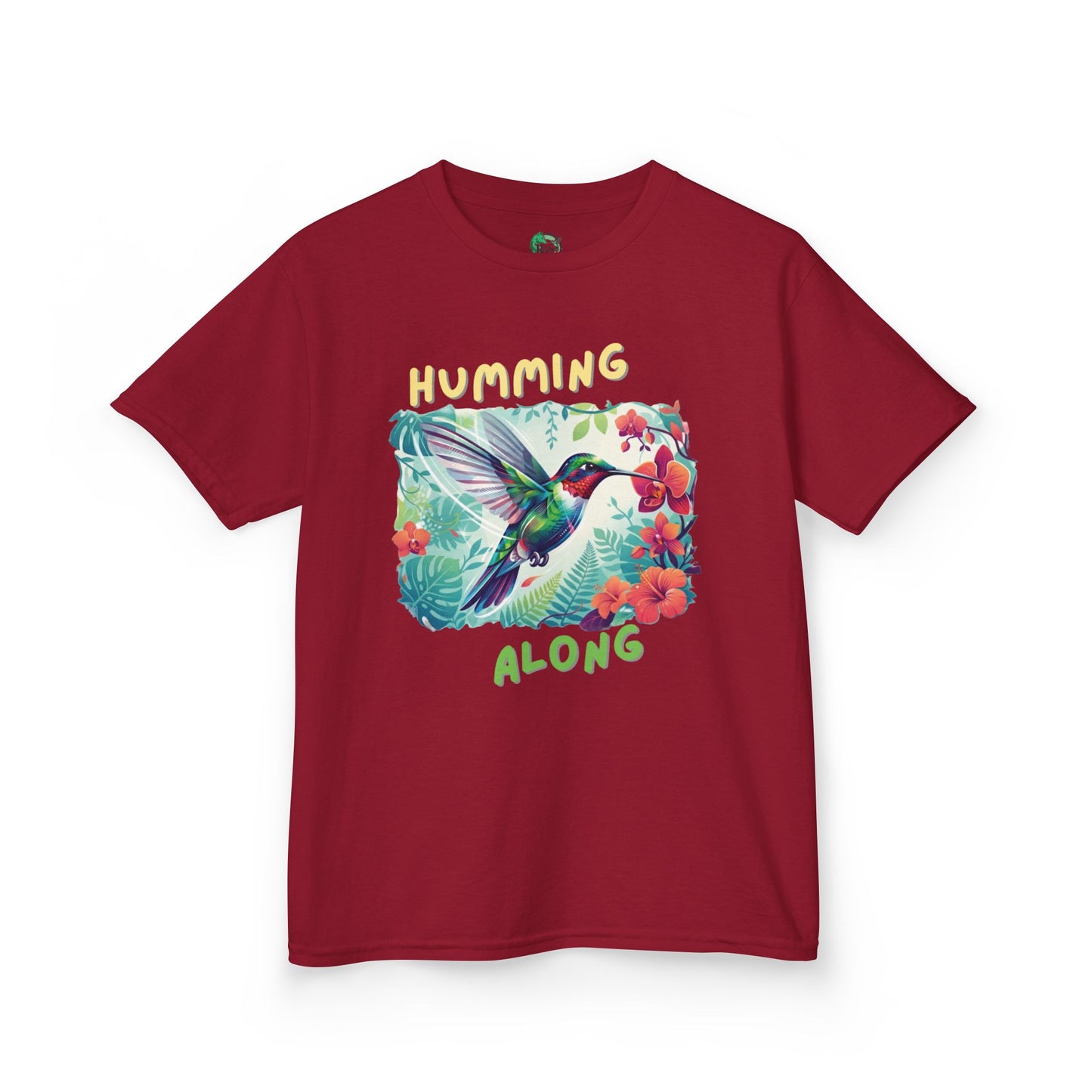 Kids Hummingbird Tee — "Humming Along" Tropical Floral Bird Graphic Shirt for Kids