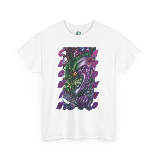 Clownin' Around Graphic Tee — Neon Clown Vintage Comic Streetwear