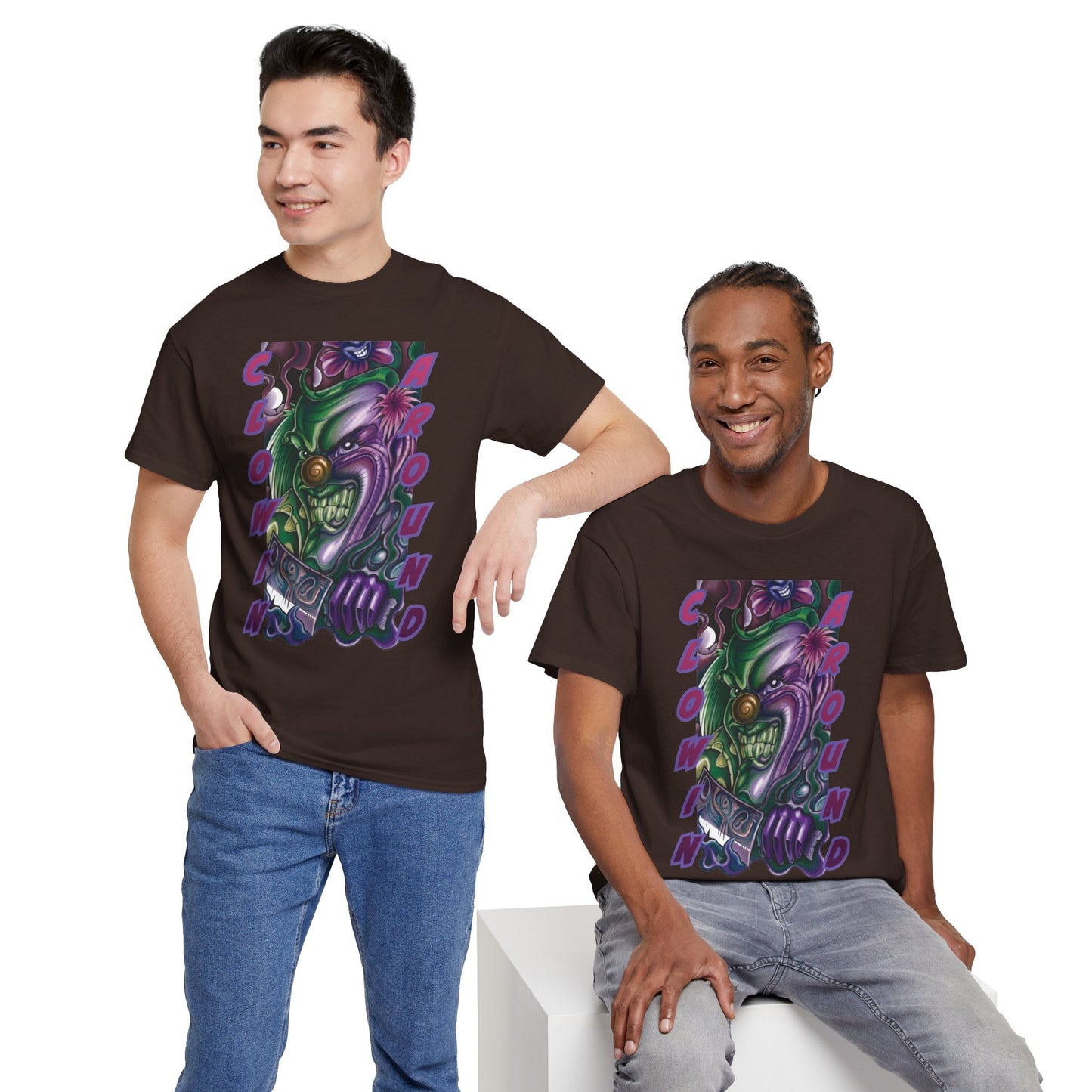 Clownin' Around Graphic Tee — Neon Clown Vintage Comic Streetwear T-Shirt