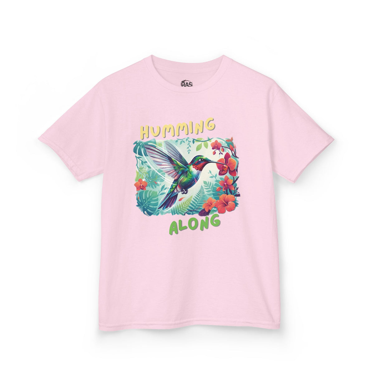 Kids Graphic Tee | Humming Along Hummingbird | Tropical Floral Bird Shirt