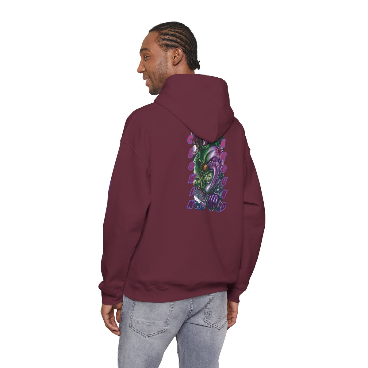 Pullover Hoodie | Clownin' Around | Neon Clown Vintage Comic Streetwear