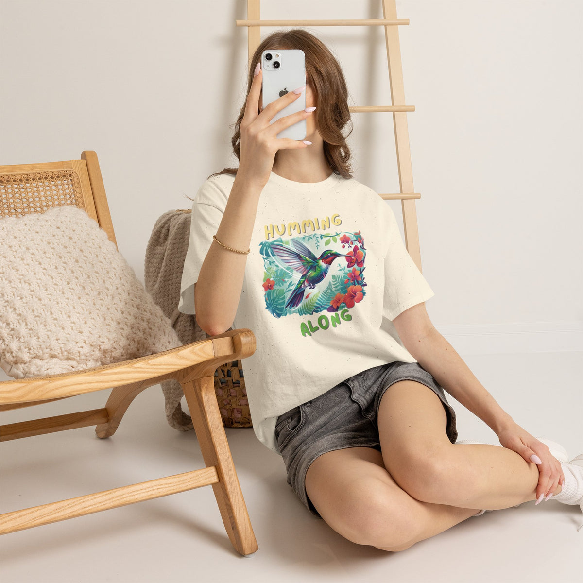Graphic T-Shirt | Humming Along Hummingbird | Tropical Floral Streetwear