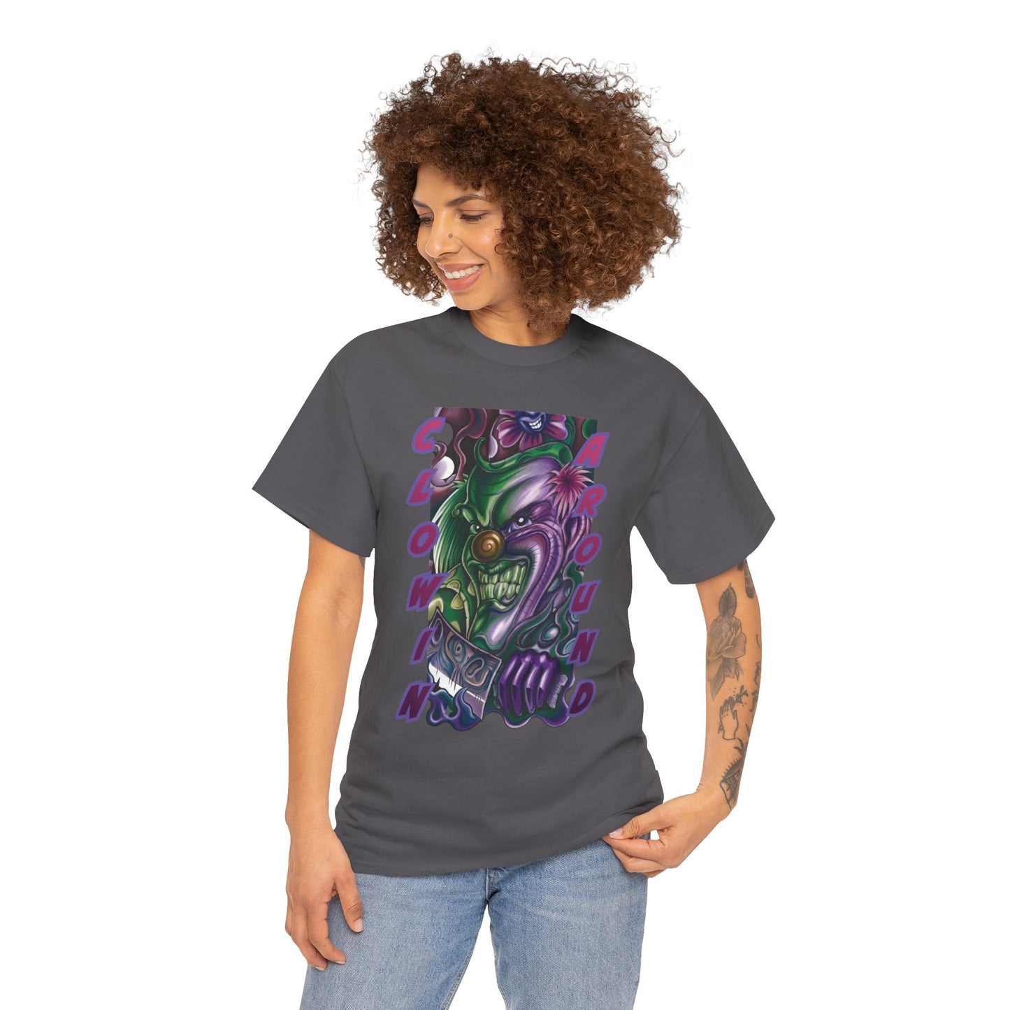 Clownin' Around Graphic Tee — Neon Clown Vintage Comic Streetwear T-Shirt