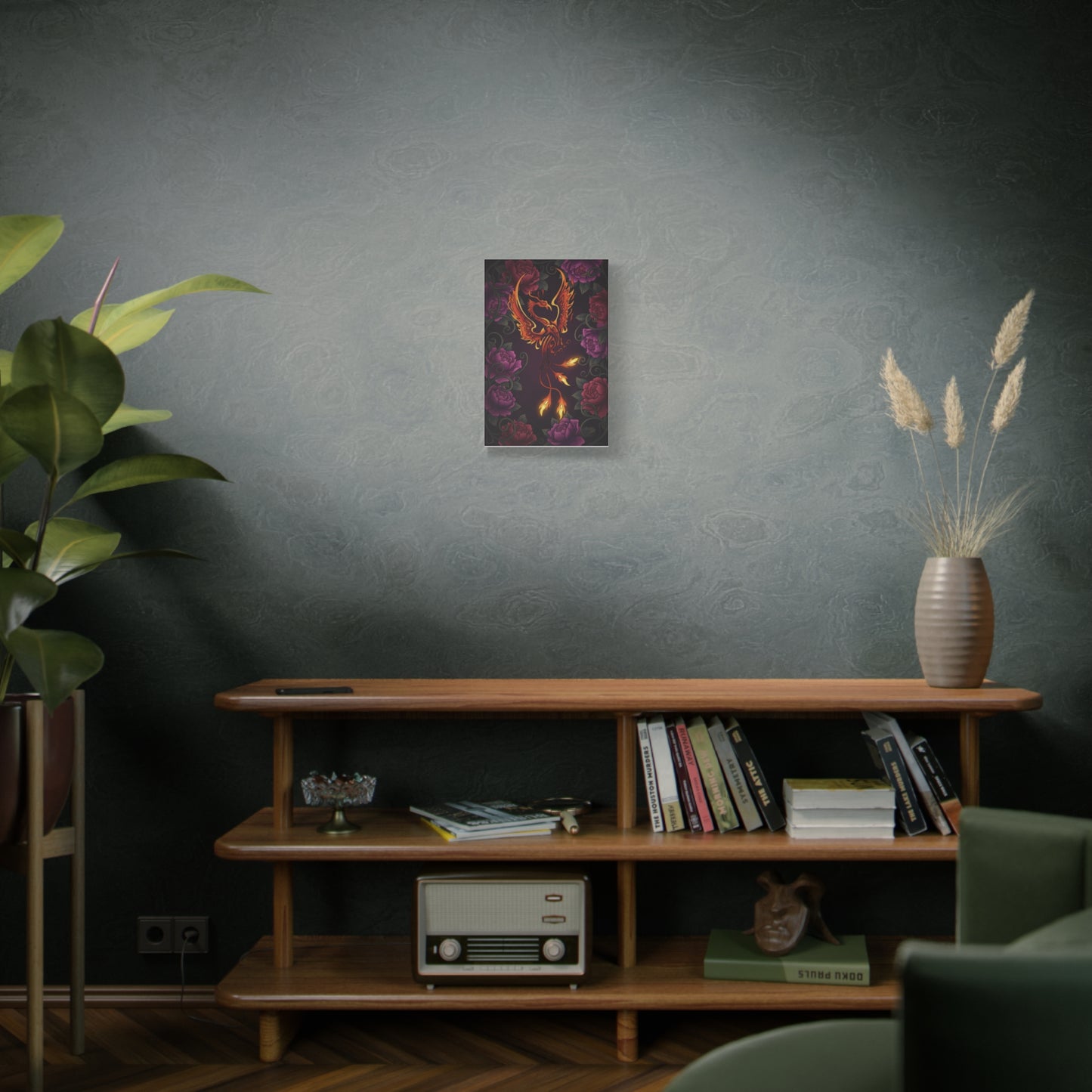 Phoenix & Rose Canvas Wall Art | Dark Fantasy Matte Print | RAS Designs
