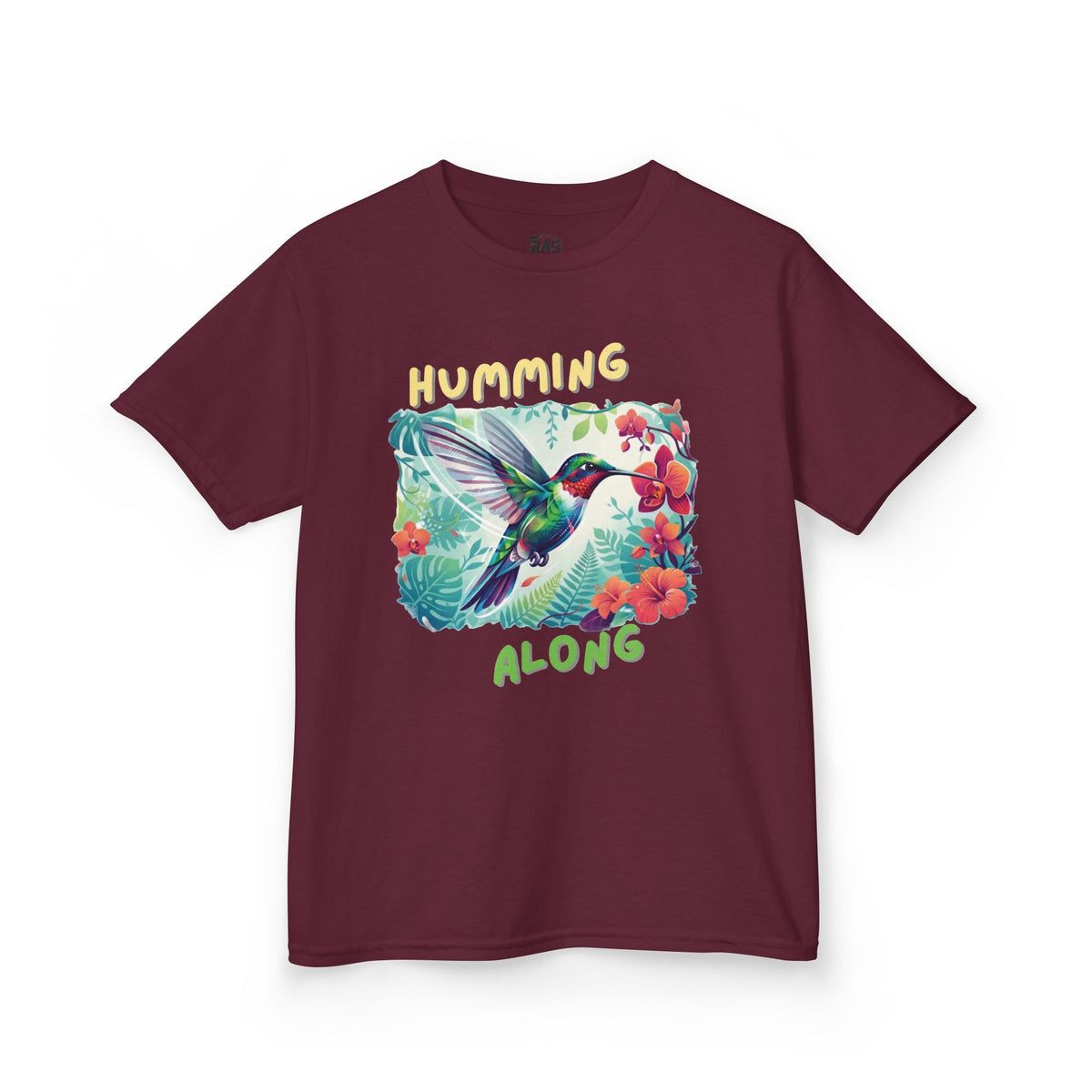 Kids Graphic Tee | Humming Along Hummingbird | Tropical Floral Bird Shirt