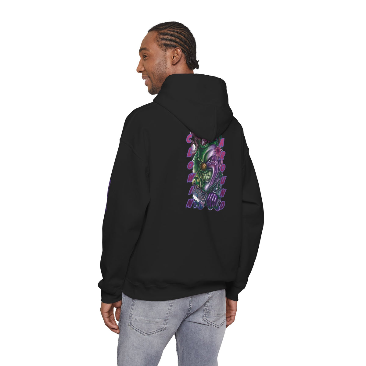 Pullover Hoodie | Clownin' Around | Neon Clown Vintage Comic Streetwear