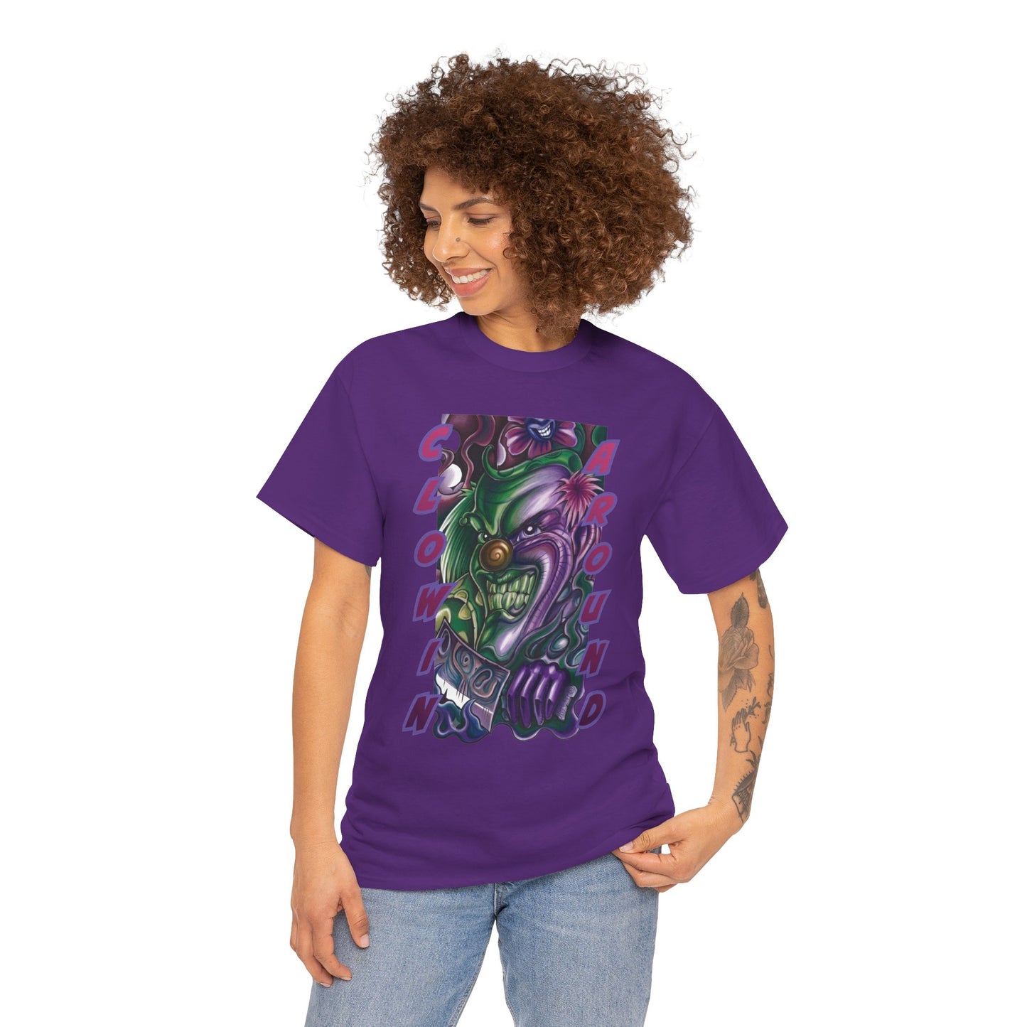 Clownin' Around Graphic Tee — Neon Clown Vintage Comic Streetwear T-Shirt