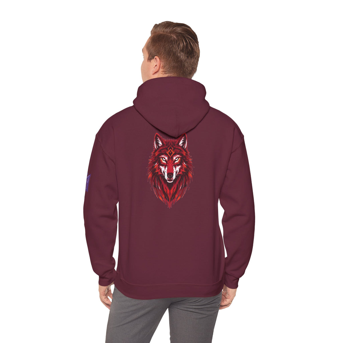 Pullover Hoodie | Ghost of the Red Wolf | Wolf Head Back Graphic