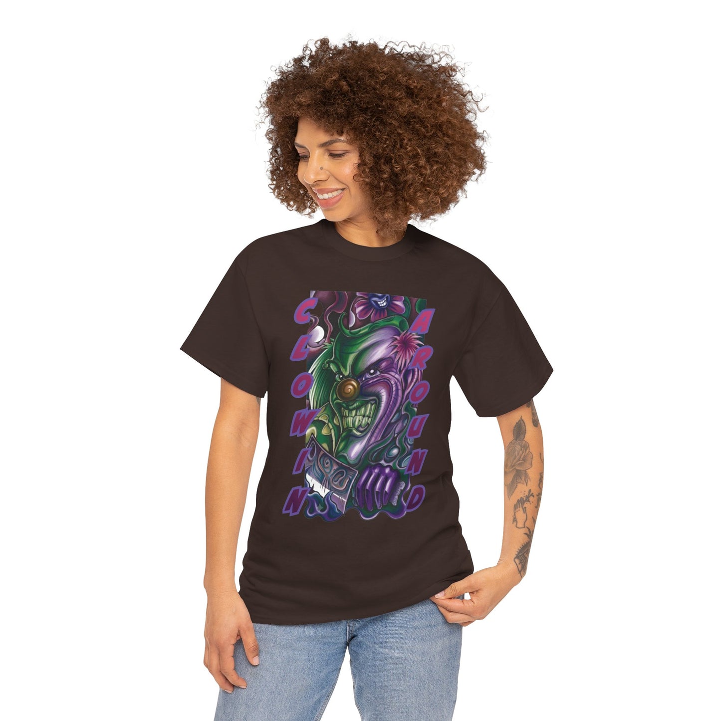 Clownin' Around Graphic Tee — Neon Clown Vintage Comic Streetwear T-Shirt