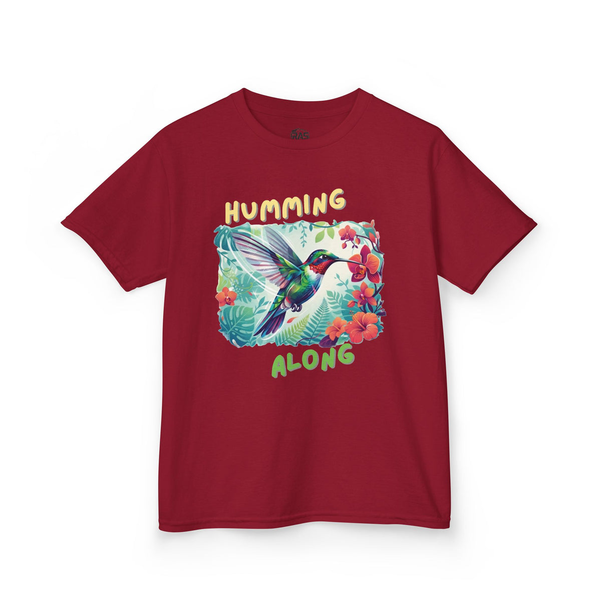 Kids Graphic Tee | Humming Along Hummingbird | Tropical Floral Bird Shirt