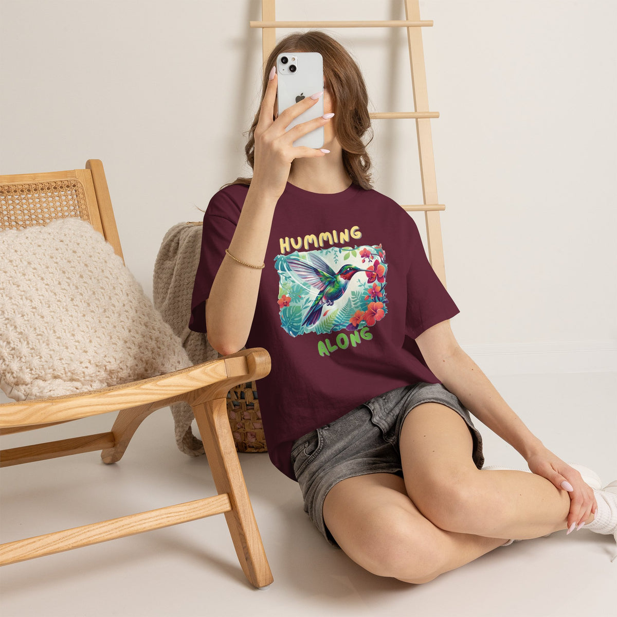 Graphic T-Shirt | Humming Along Hummingbird | Tropical Floral Streetwear