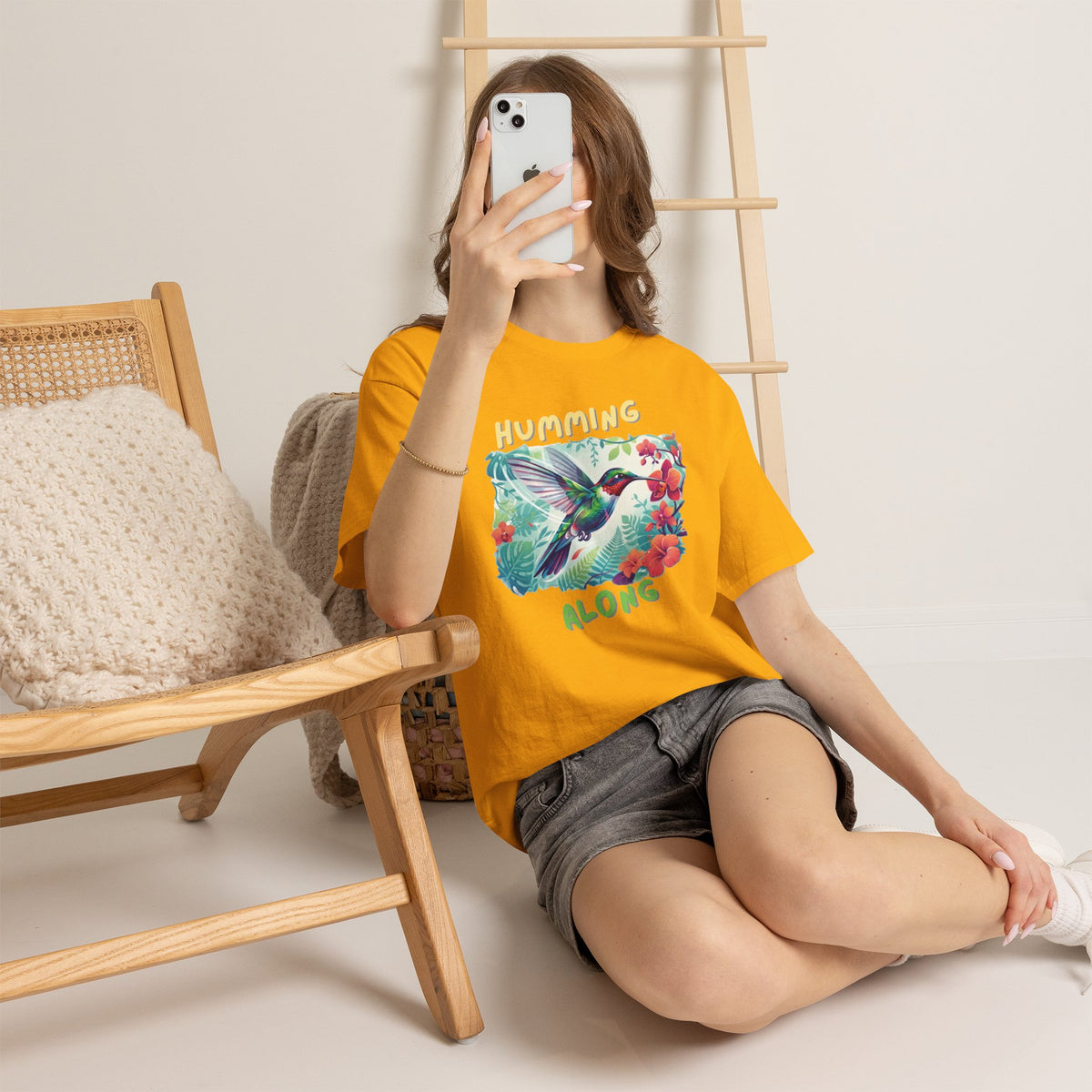 Graphic T-Shirt | Humming Along Hummingbird | Tropical Floral Streetwear