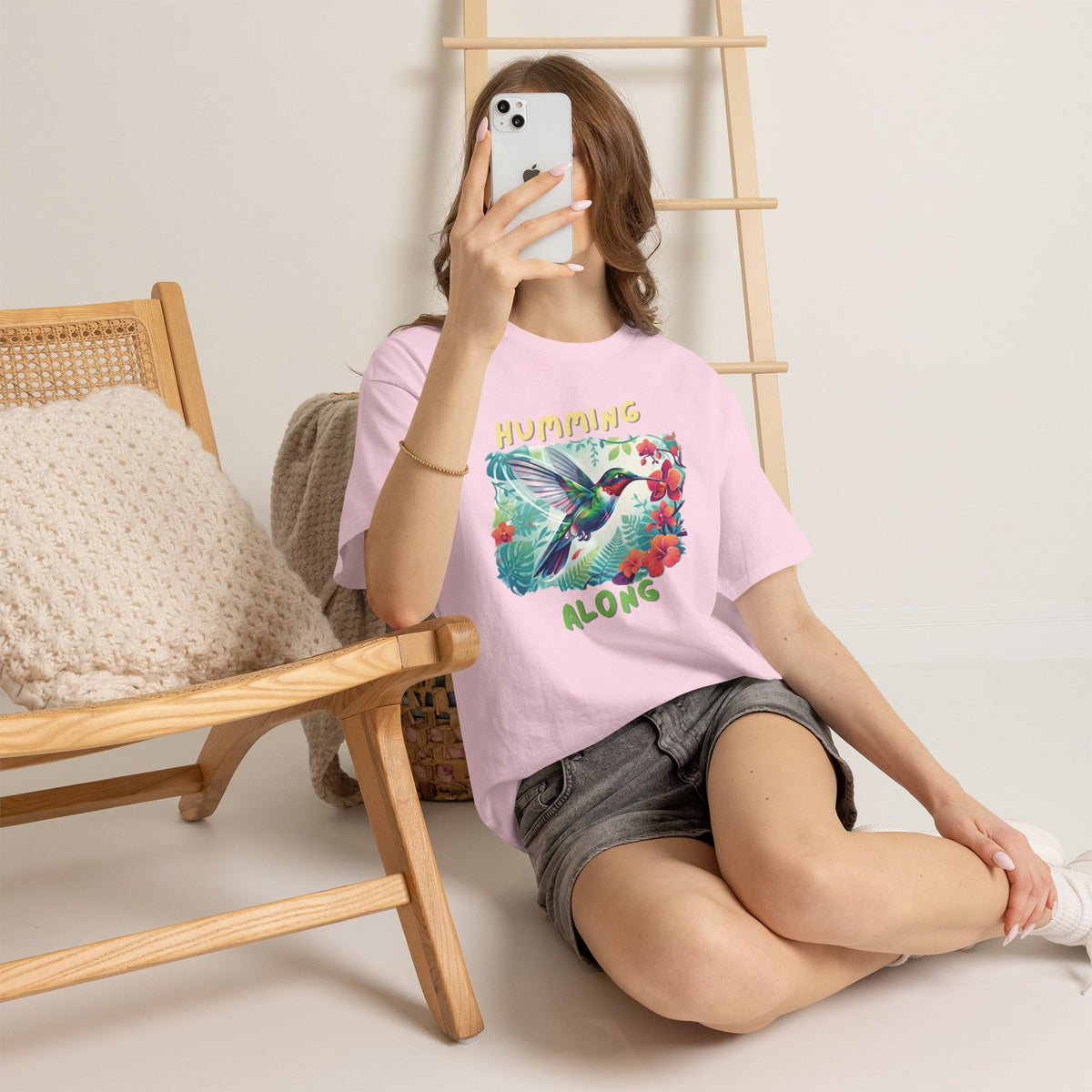 Graphic T-Shirt | Humming Along Hummingbird | Tropical Floral Streetwear