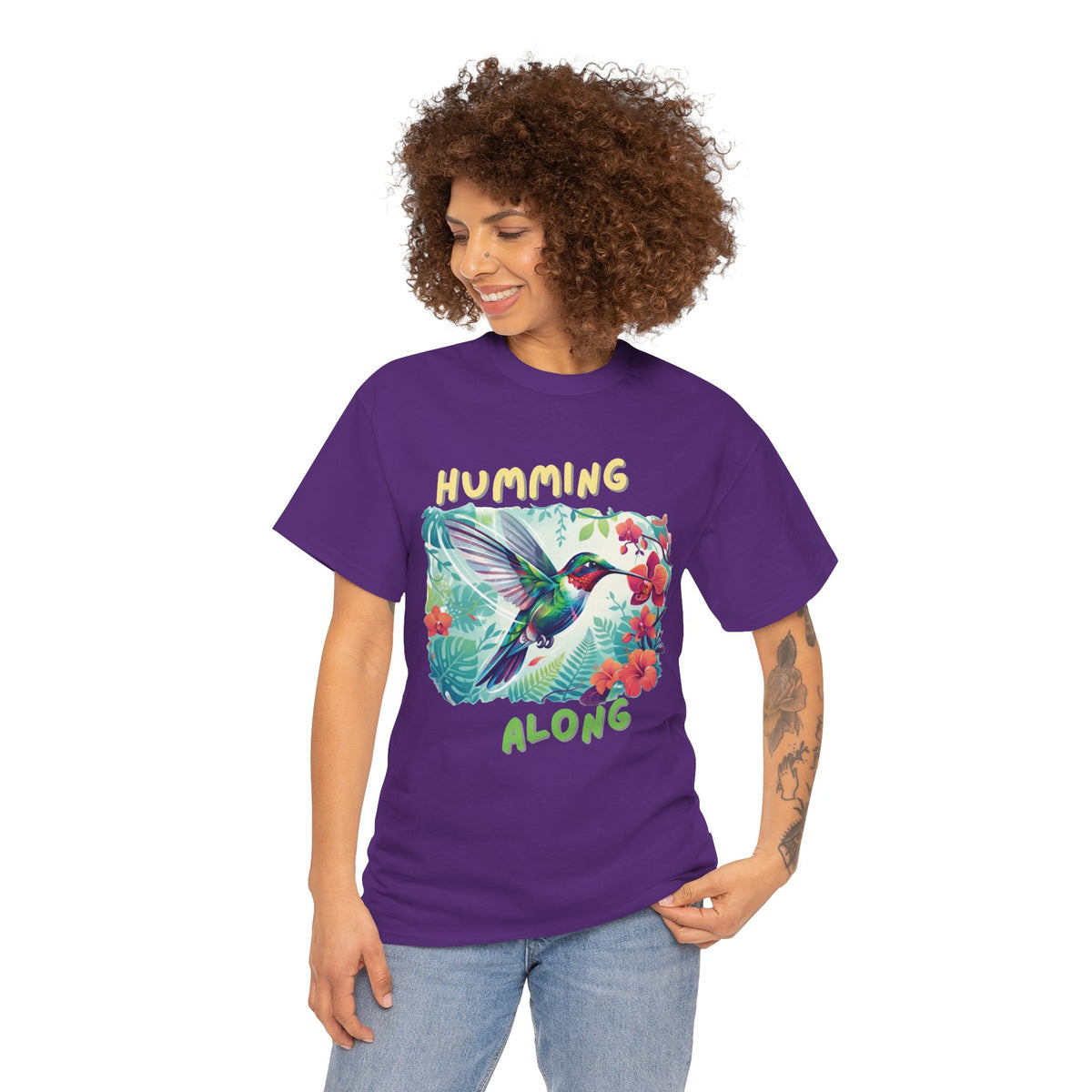 Graphic T-Shirt | Humming Along Hummingbird | Tropical Floral Streetwear