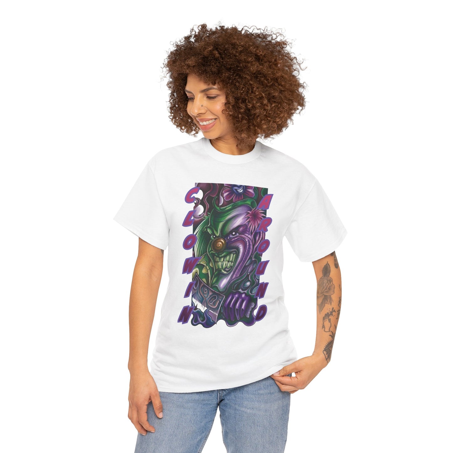 Clownin' Around Graphic Tee — Neon Clown Vintage Comic Streetwear T-Shirt